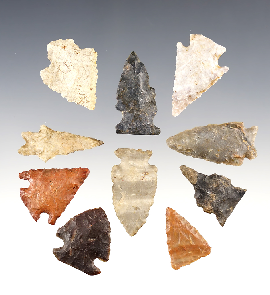 Set of 10 nice points found in Tennessee. The largest is 1 1/2".