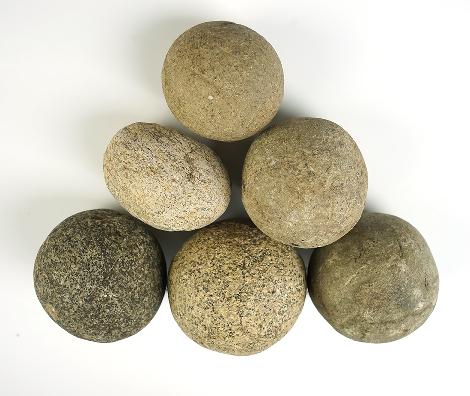 Set of 6 nice Hardstone Game Balls found in Ohio. The largest is 2 7/8".