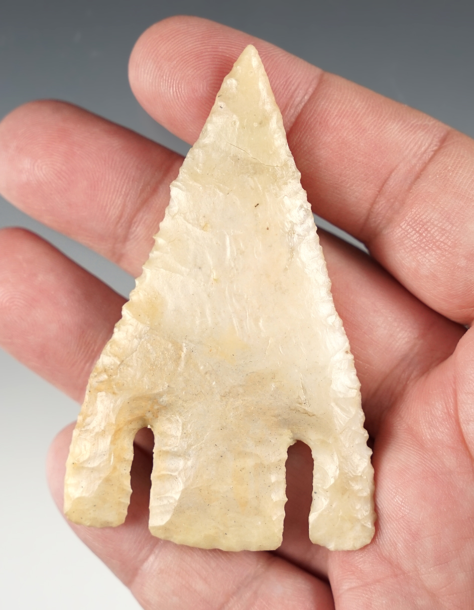 3" Calf Creek found in Cass Co., Texas  in the 1970's. Professionally restored. Rogers COA.