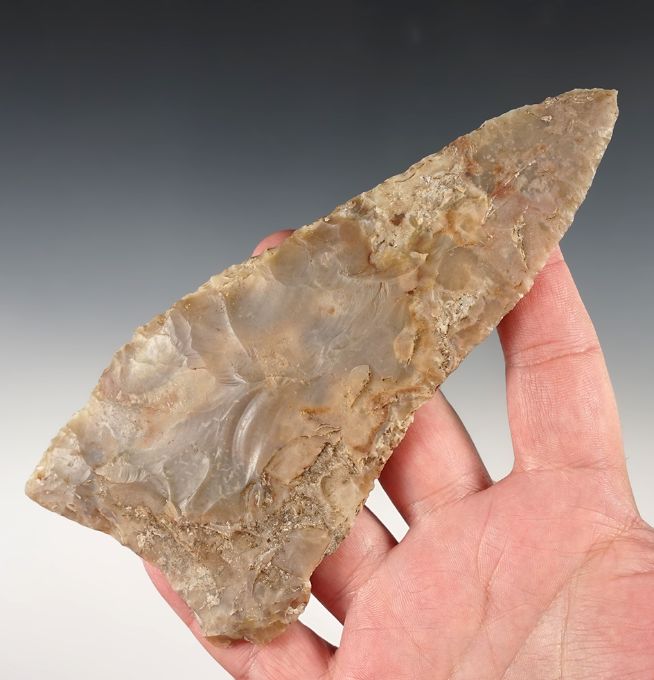 Large 6 9/16" Blade made from Edwards Plateau Chert, found in Texas. 