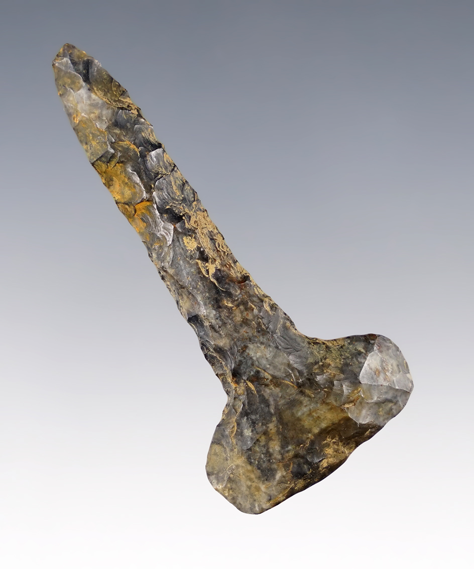 2 1/2" Archaic T Drill made of Upper Mercer Flint. Found by Jack Turner in Richland Co., Ohio.