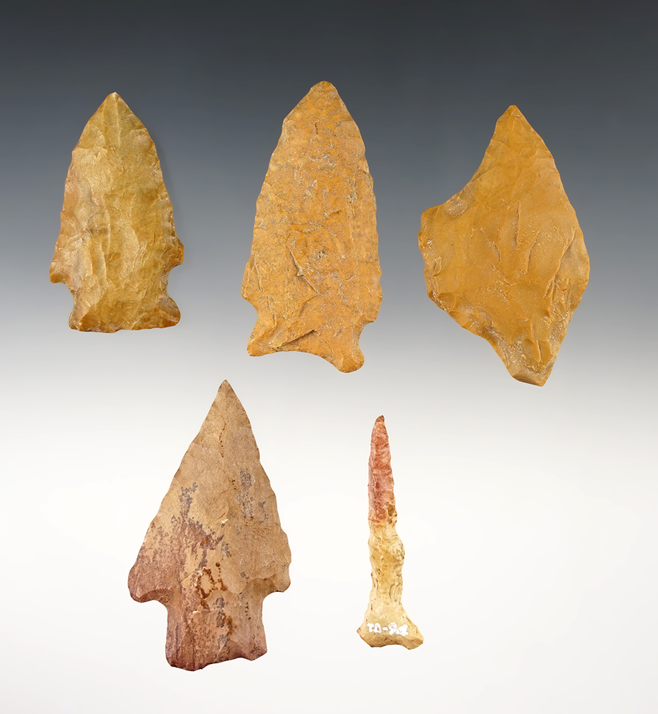 Set of 5 nice points found in Southern Georgia. The largest is 2 5/8".