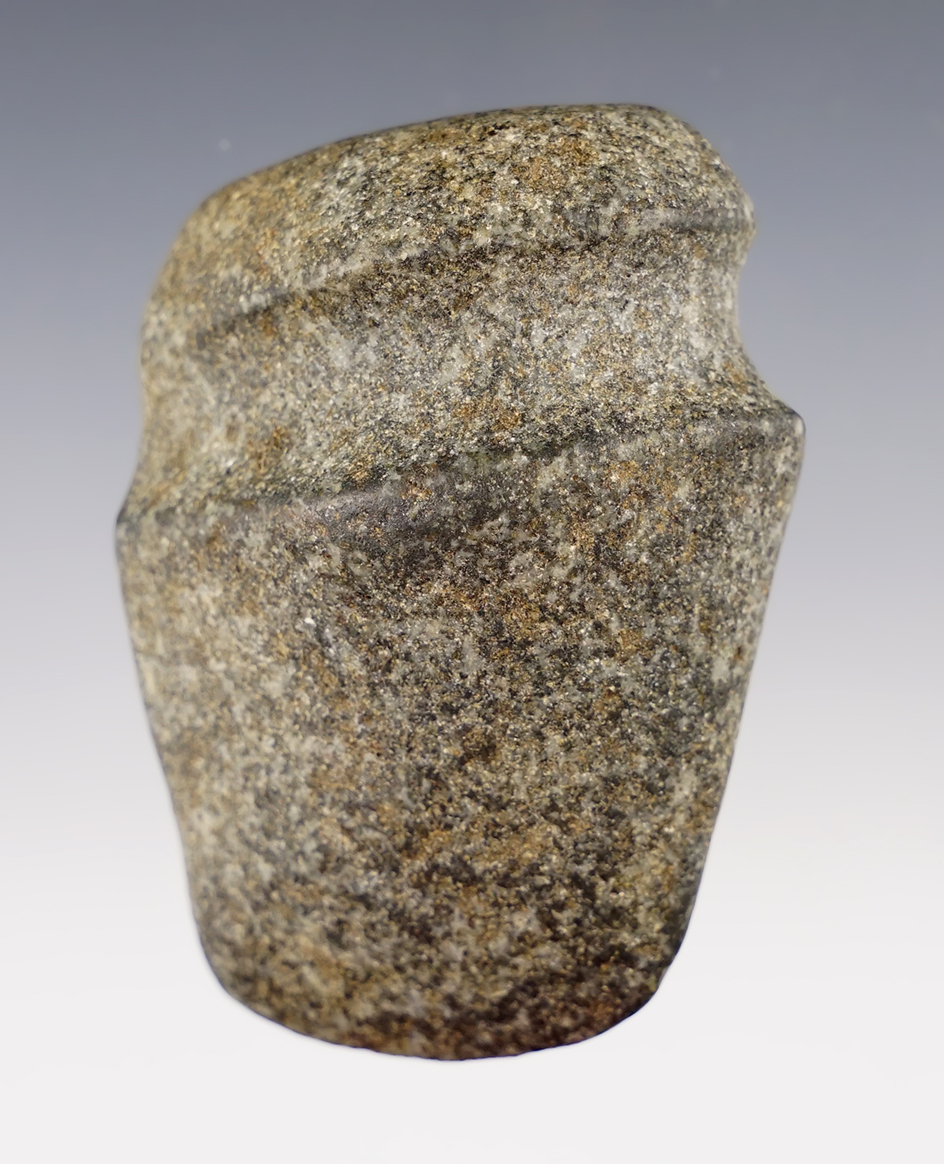 Exceptionally well made 2 7/8" long miniature 3/4 Grooved Axe. Found in Holmes Co., Ohio.