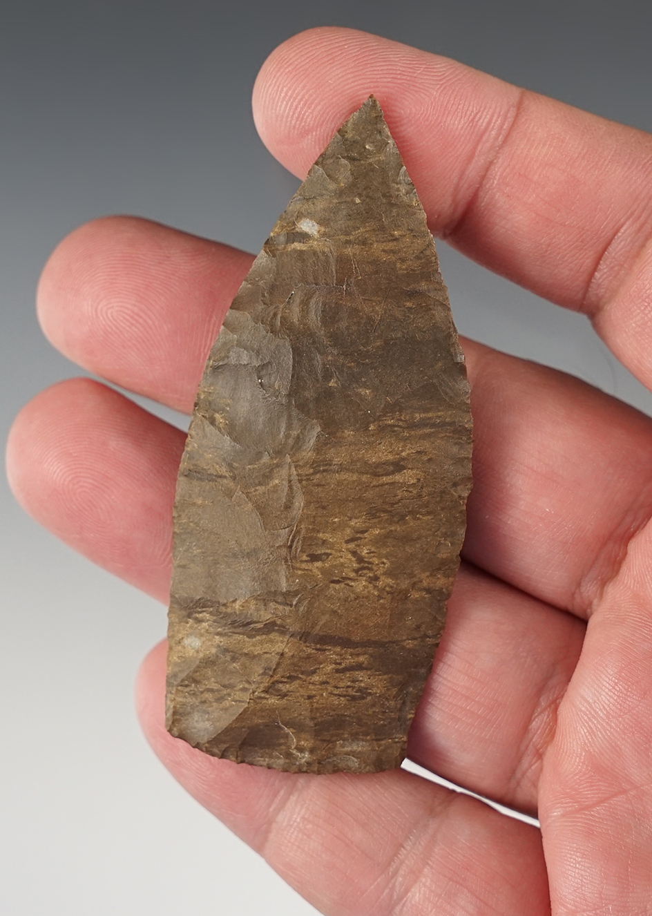 2 15/16" Copena made from patinated Dover Chert. Found in Hardin Co., Tennessee. 
