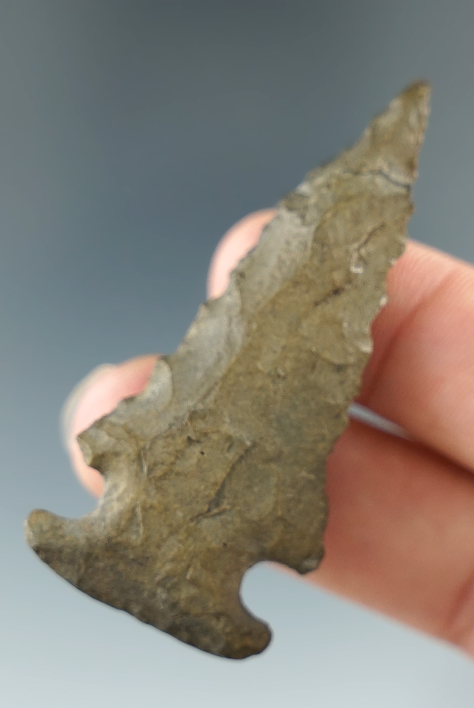 2 5/16" nicely beveled Bolen found in Georgia. (Ink spilled near base , probably remove with acetone