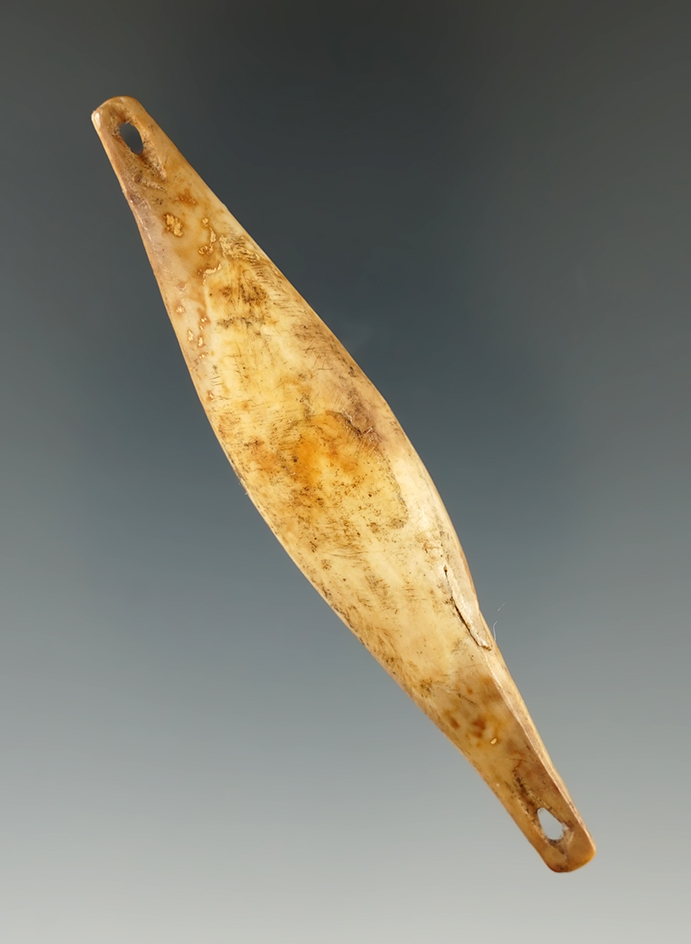 3 3/8" Inuit ivory line spreader found in Alaska.