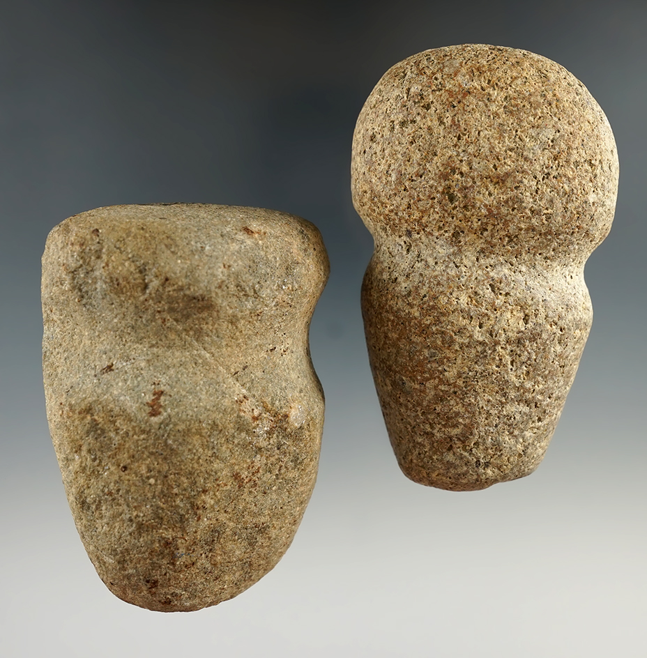 Pair of grooved hammerstones found in Ohio, largest is 3 1/4".