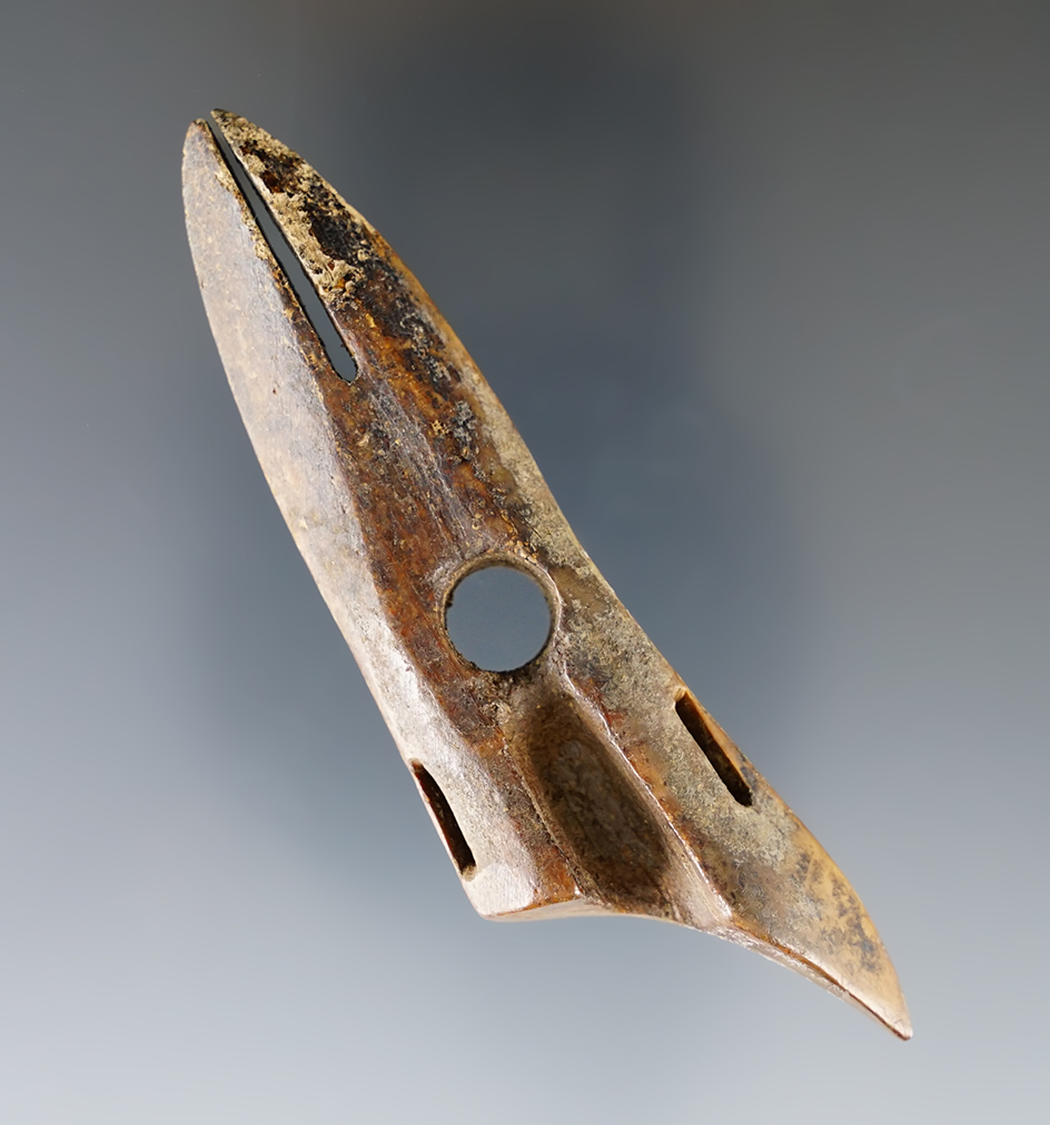 Very old 3 5/8" Inuit ivory harpoon toggle recovered in Alaska.