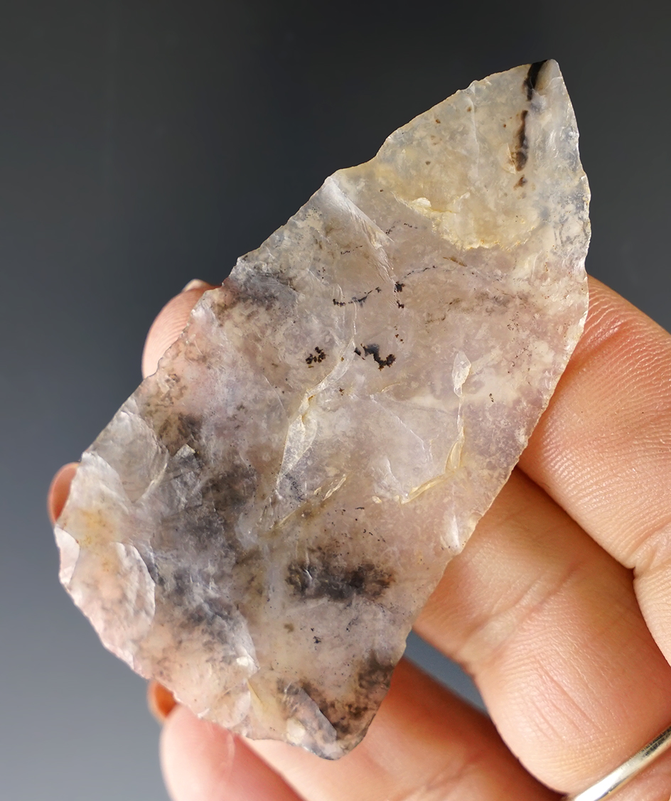 Thin! 2 1/2" Knife made from highly translucent Moss Agate found in New Mexico.