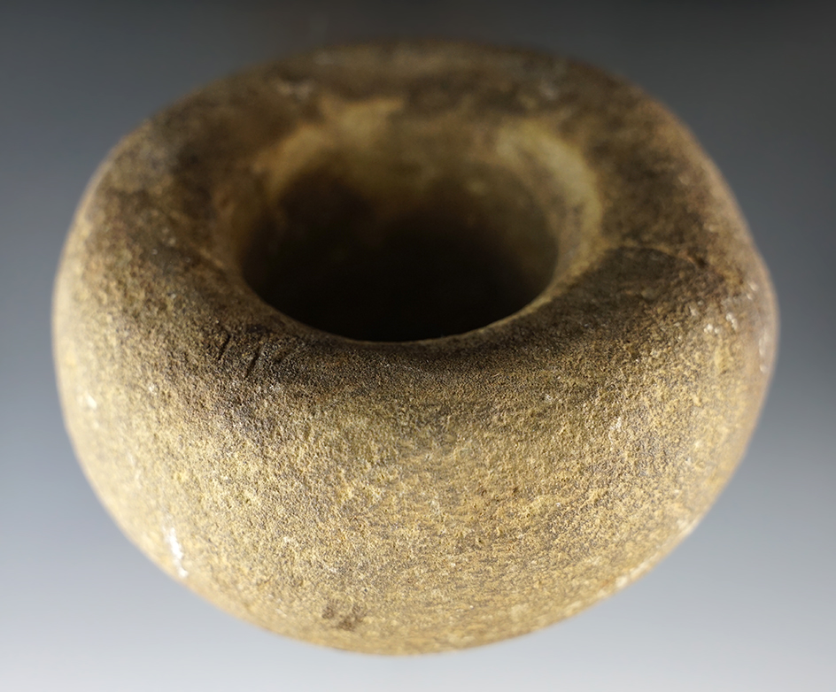 3 3/4" heavily patinated stone bowl found in Ohio.