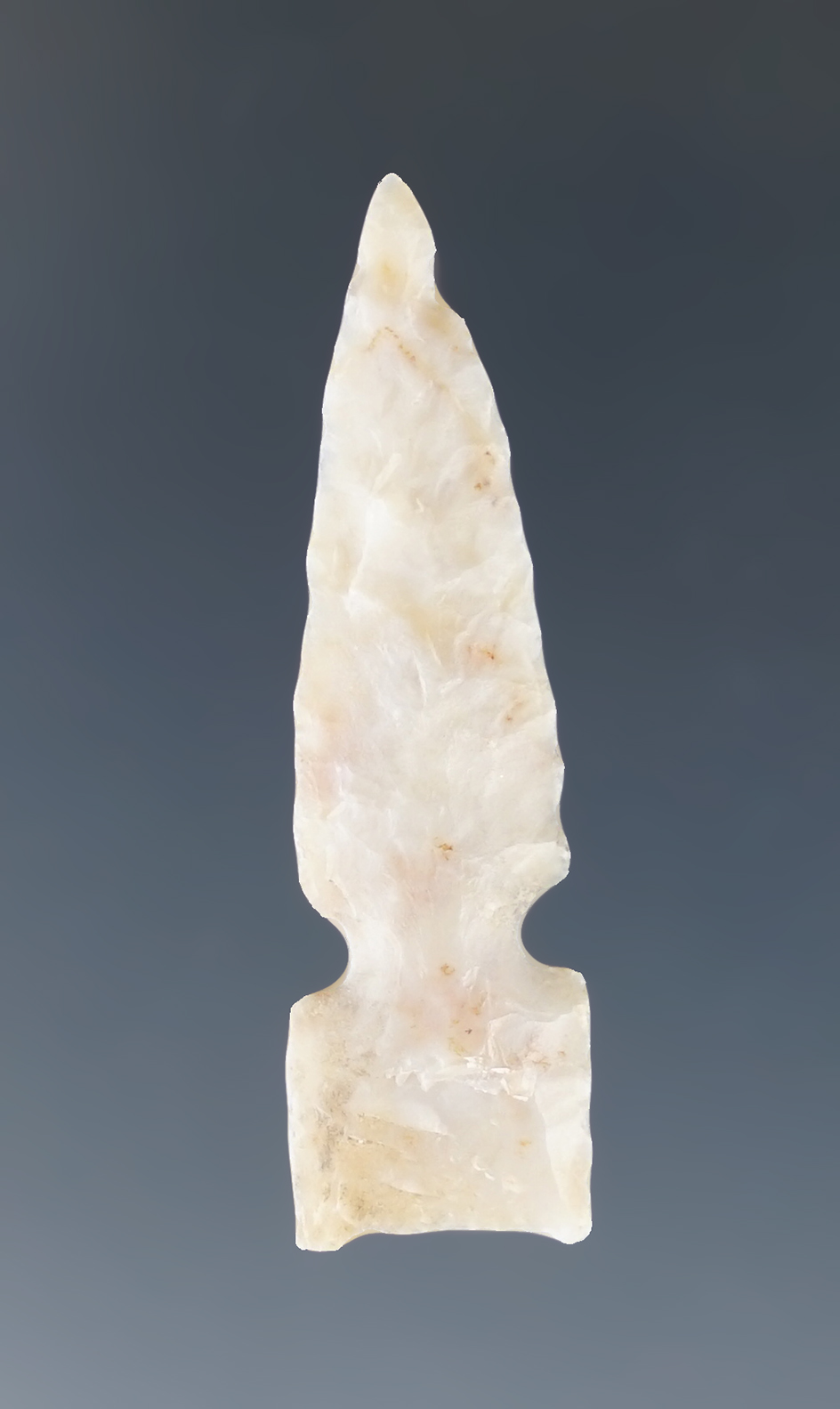 1 7/16" Sudden Side Notch arrow point that is nicely flaked in good condition. New Mexico.