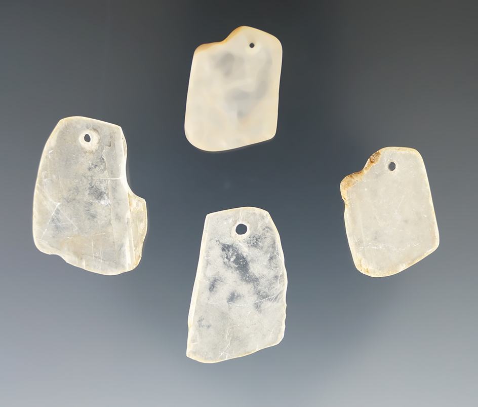 Set of three drilled stone pendants that are highly translucent found in the Rio Puerco Valley, NM