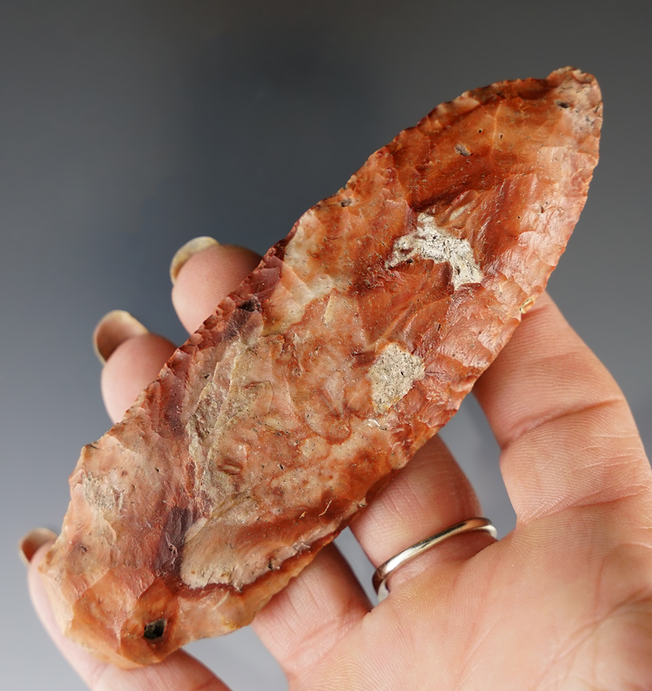 Beautifully colored material 4 3/8" Flint Knife found near Micanopy, Alachua Co., Florida.