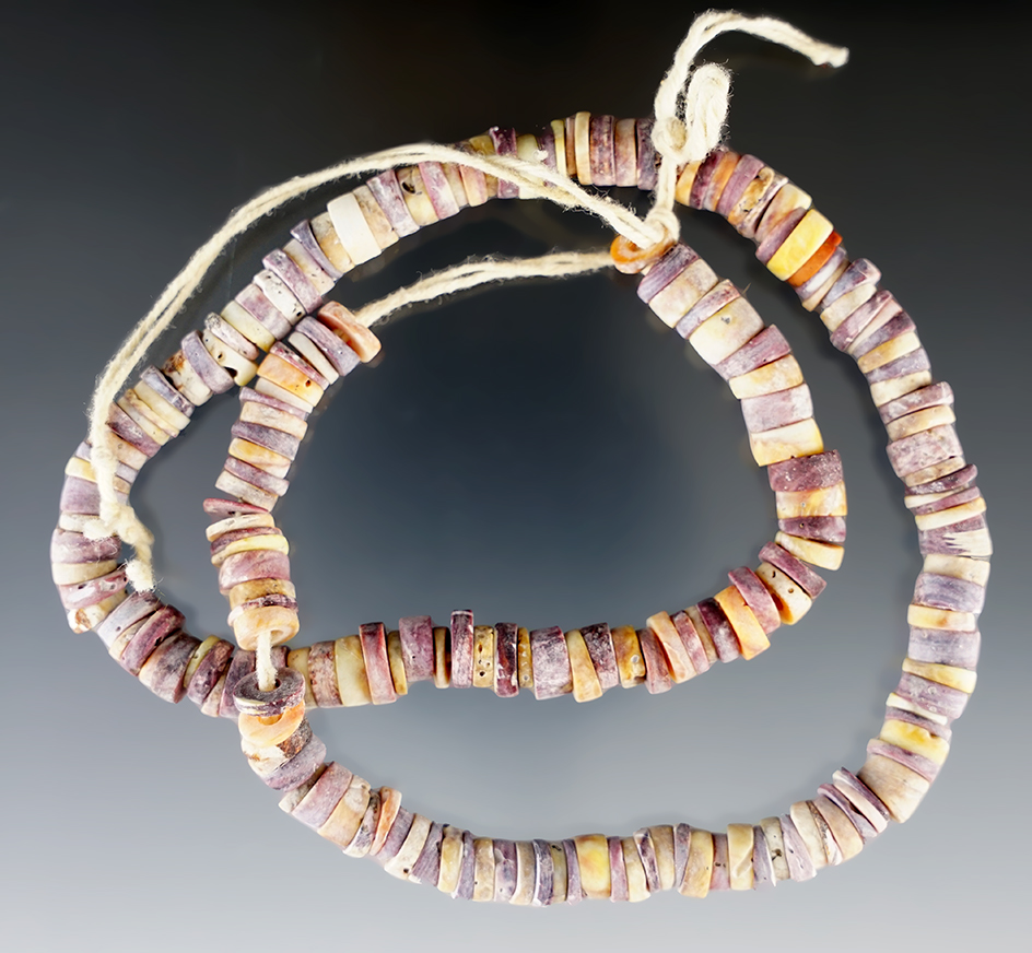 17" long strand of beautifully colored drilled beads found in New Mexico.