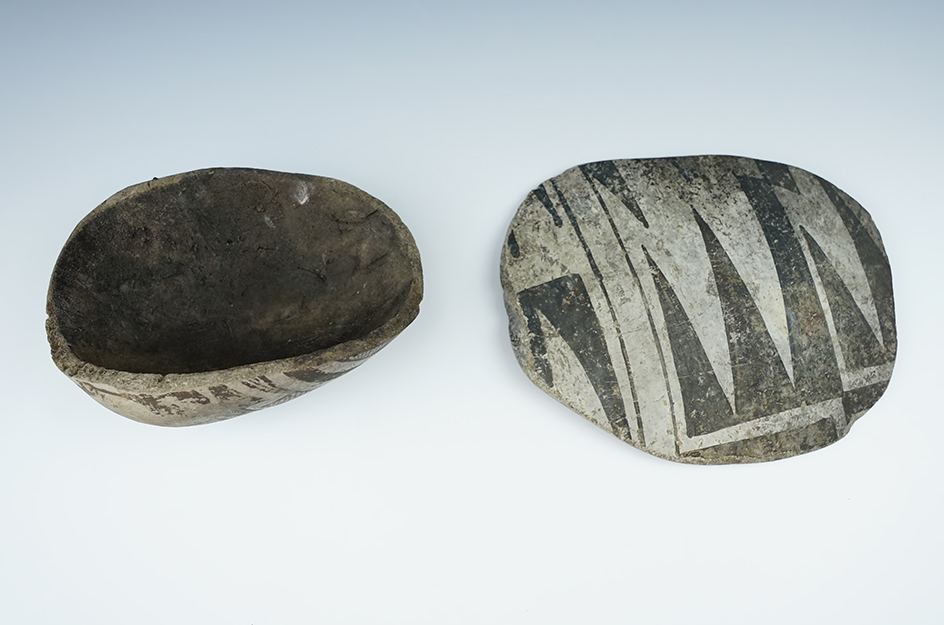 Pair of large and unique salvaged pottery pieces found in New Mexico.