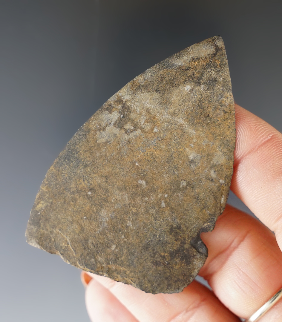 Very thin 2 1/2" Inuit slate knife recovered in Alaska.