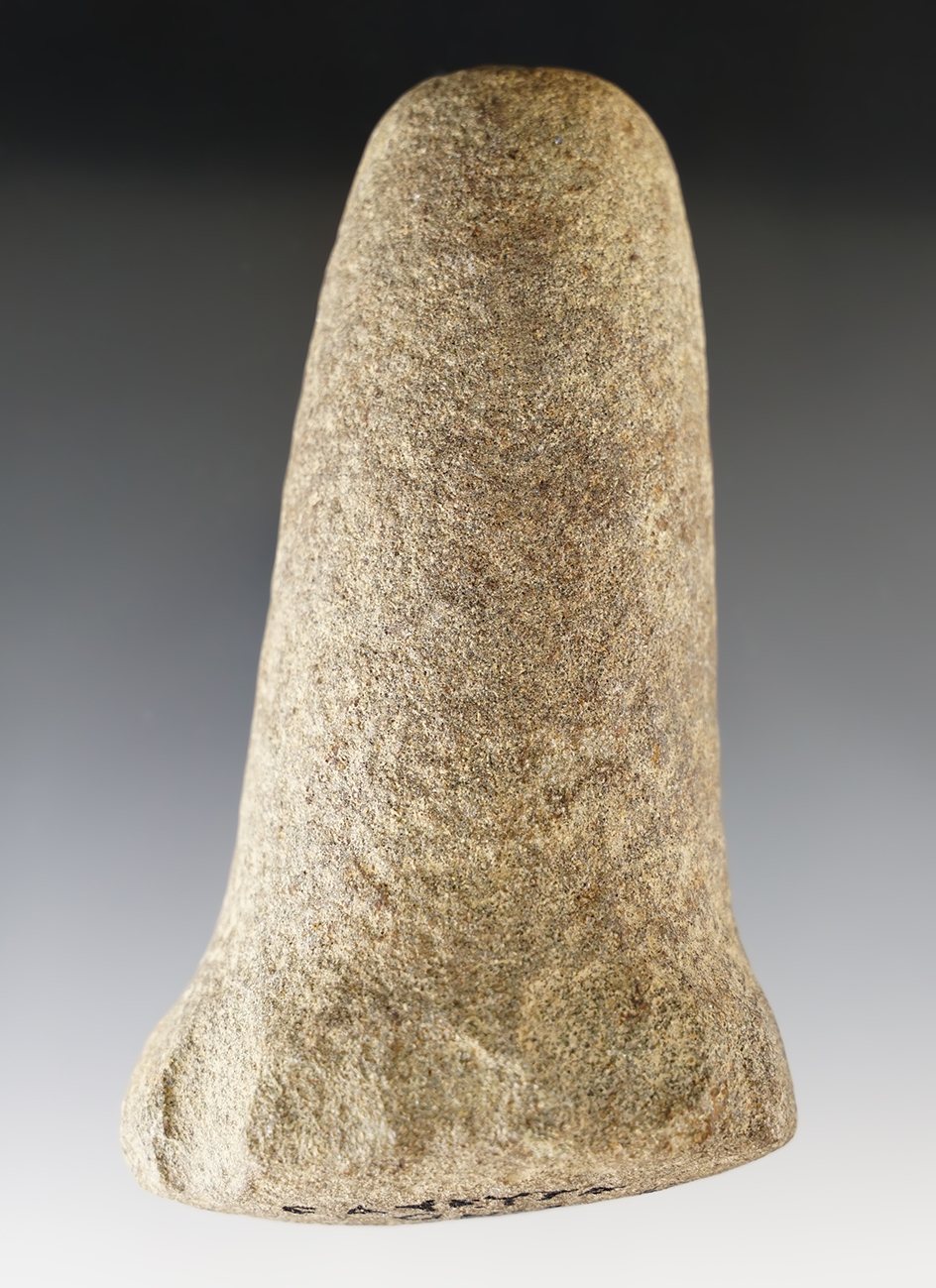 4 1/2" Brown and tan speckled Granite Bell Pestle found years ago in Fayette Co., Ohio.