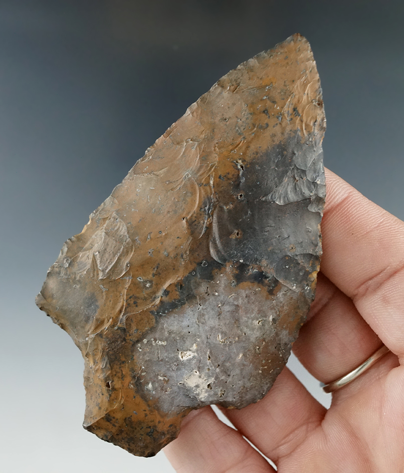 3 1/2" stemmed knife found in Gilchrist Co., Florida that is heavily patinated.