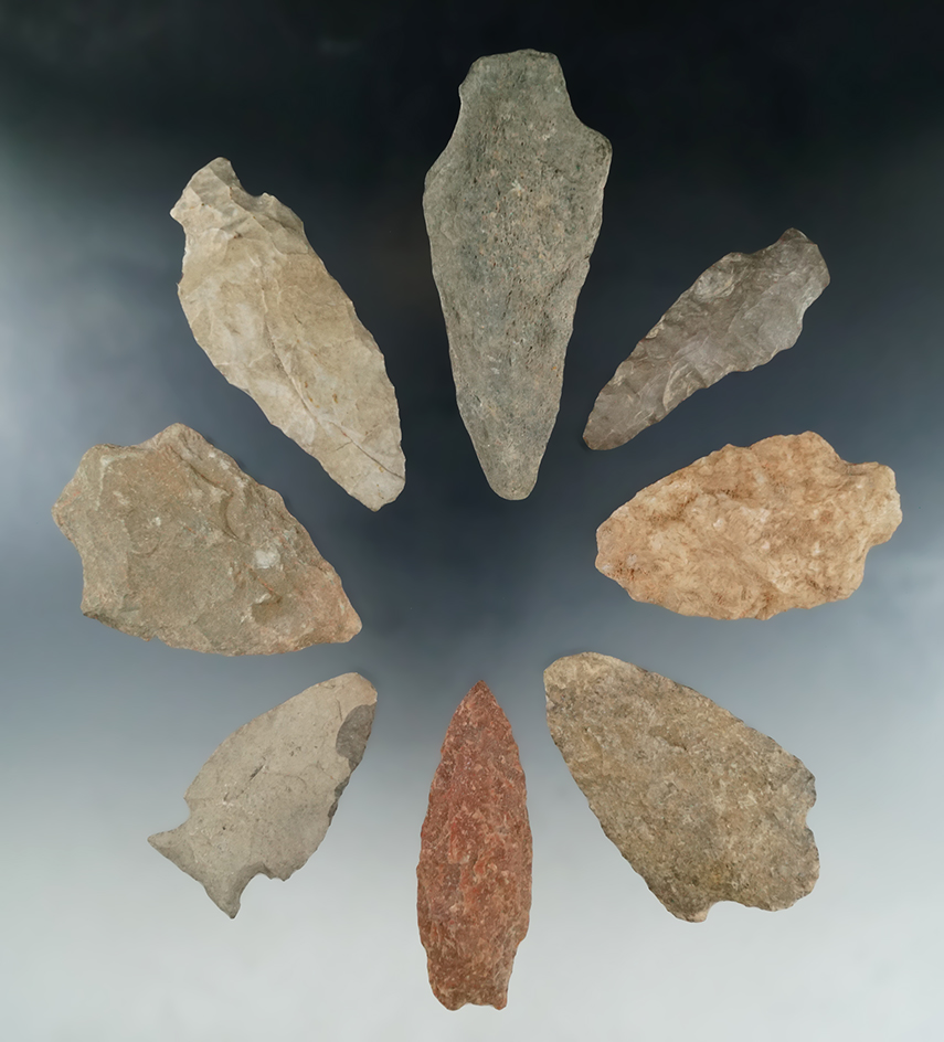 Set of eighths knives found in New Jersey, largest is 4 3/16".