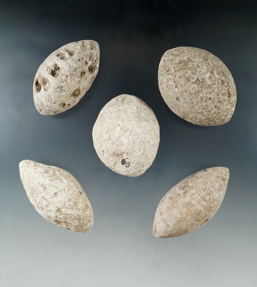 Set of five nicely shaped bolo stones found on the island of Guam by  a G.I .during WW II.