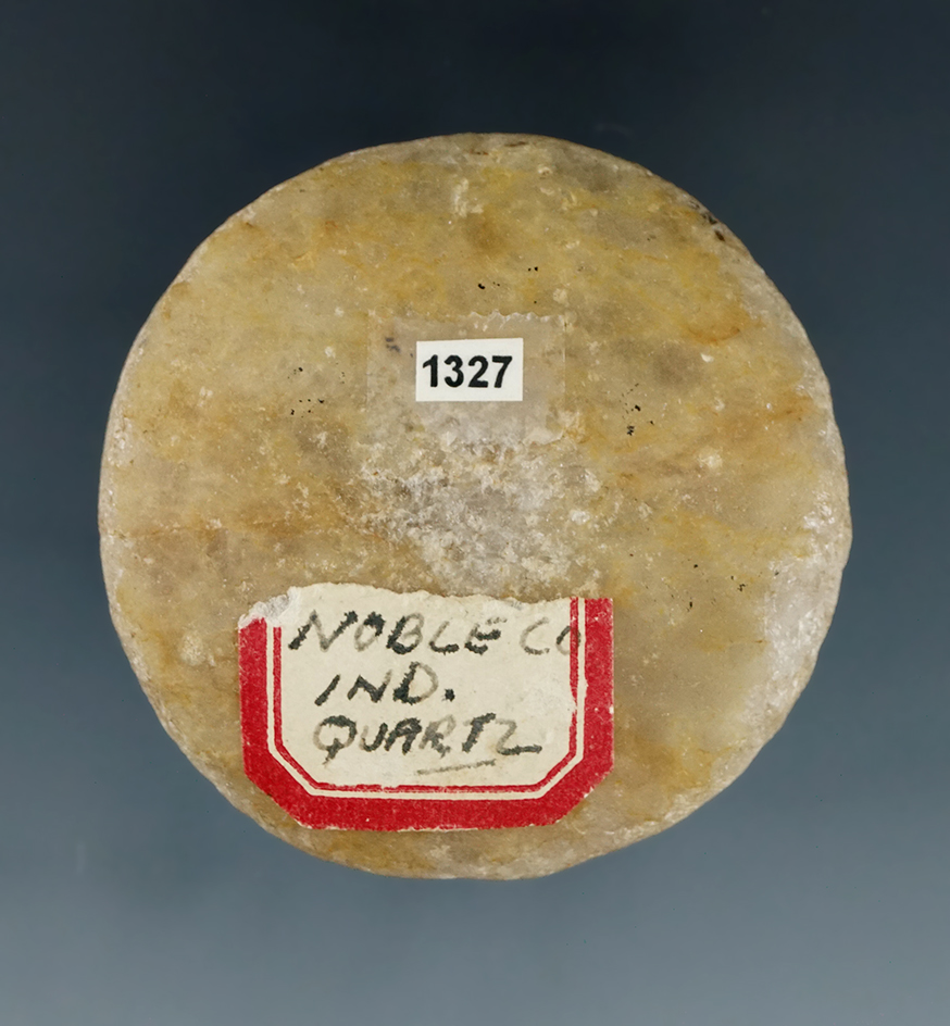 2" diameter Quartz dimpled discoidal found in noble Co., Indiana