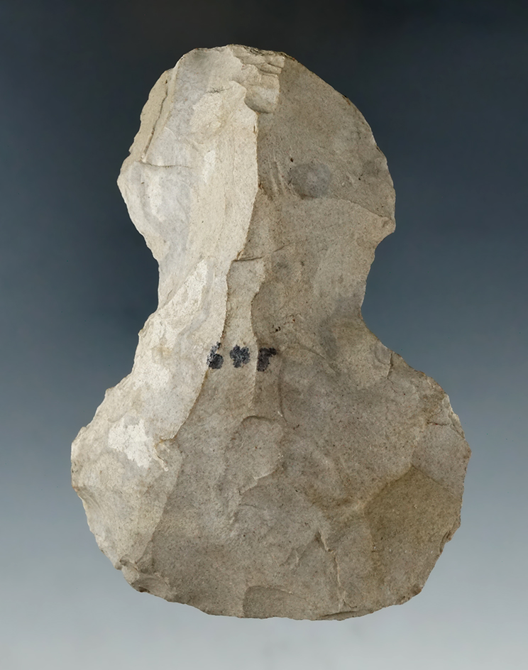 4 1/4" Notched Flint Hoe found in Ohio.