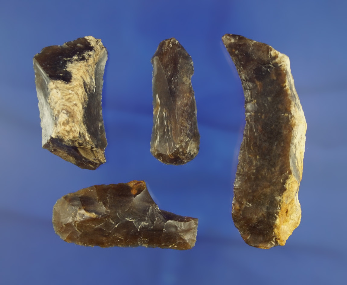 Set of Knife River Flint Paleo Uniface artifacts found in Emmons Co.,  North Dakota in 1984 and 1986