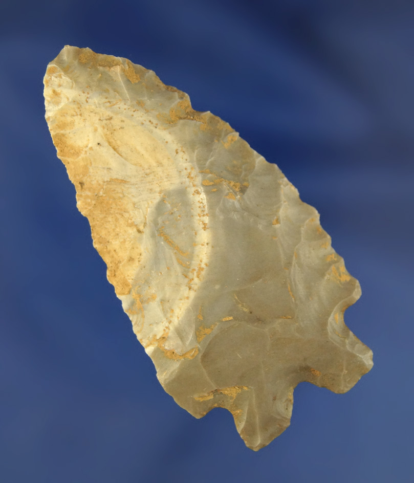 2 5/8" Archaic Bifurcate that is well patinated found in Kentucky.