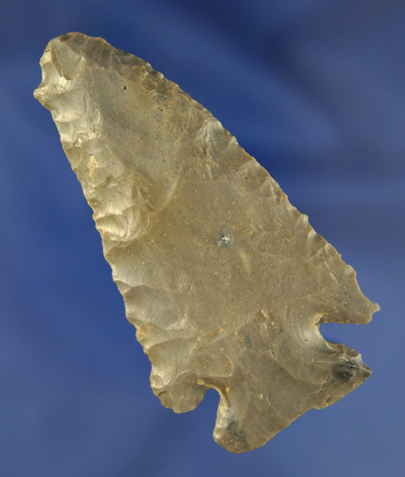 2 15/16" Hornstone Archaic Corner Notch with the uniquely salvaged tip found in Kentucky.