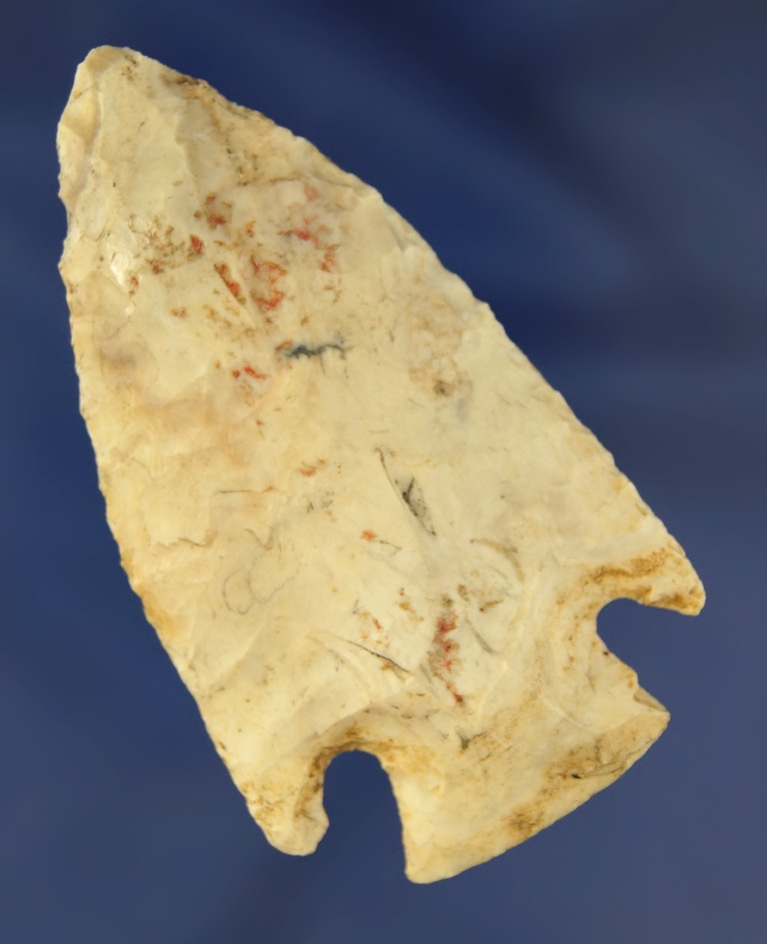 2 7/8" Archaic Cornernotch with a nicely ground-based found in Adams Co.,  Illinois.