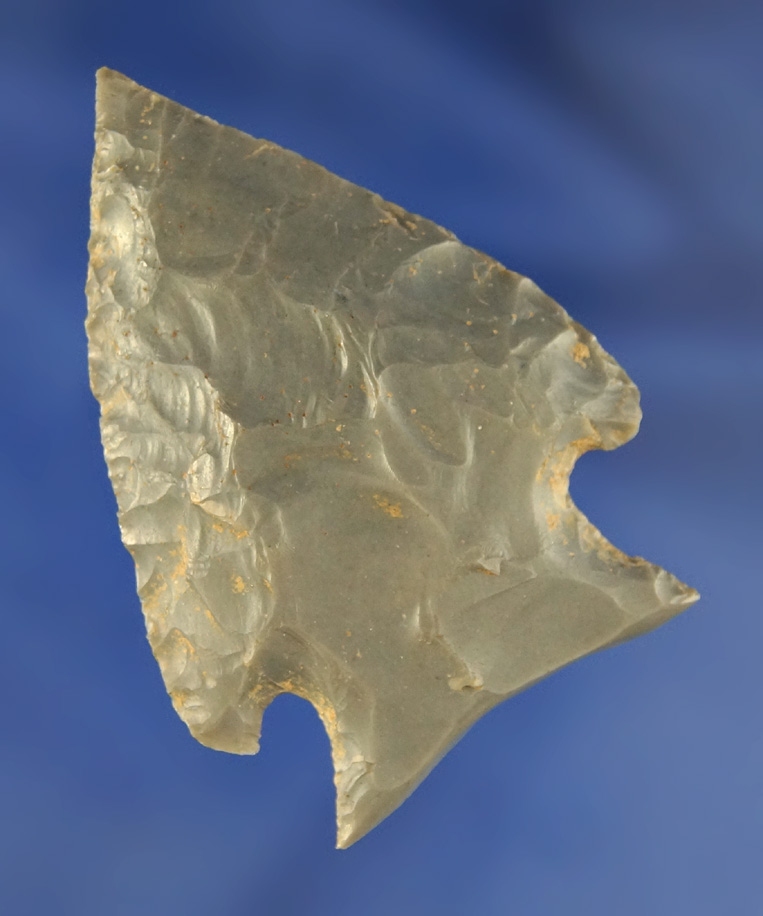 2 1/4" Hornstone Cornernotch with a fractured base found in Davies Co.,  Kentucky.