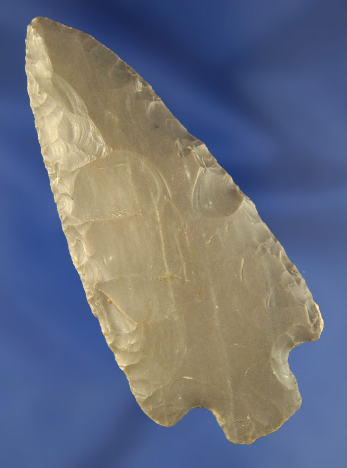 3 7/16" Hornstone Stemmed Knife found in Indiana.