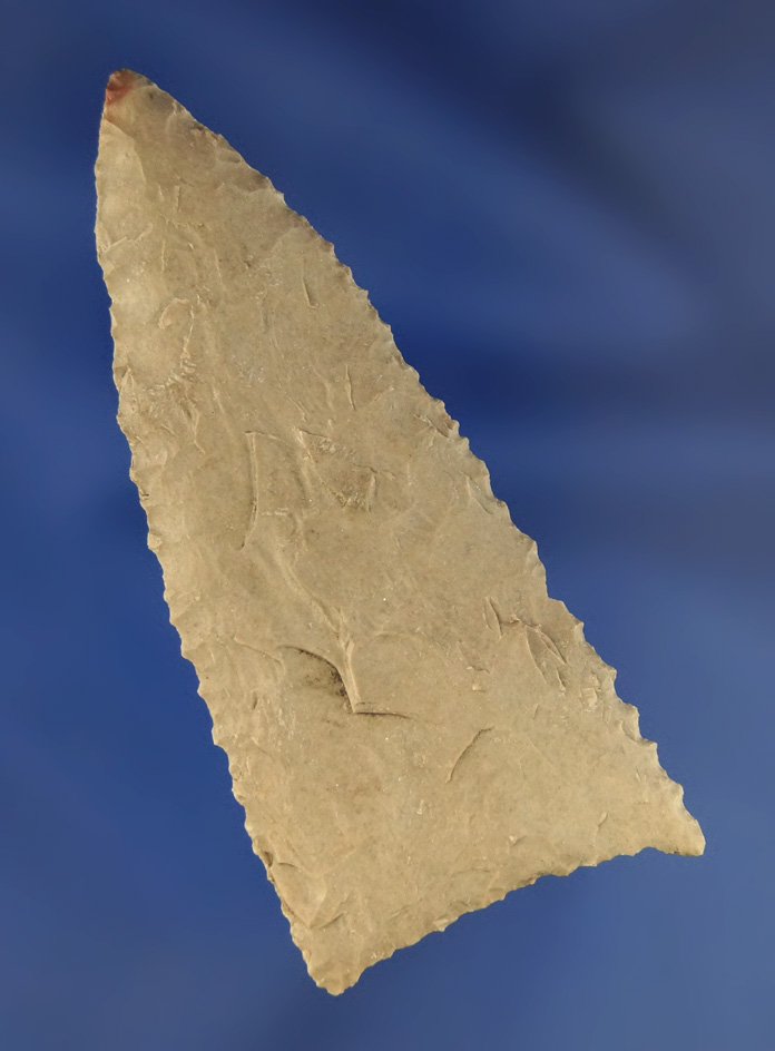 Excellent edge work in beautiful flaking on this very thin 2 1/2" mineral Springs found in Texas.