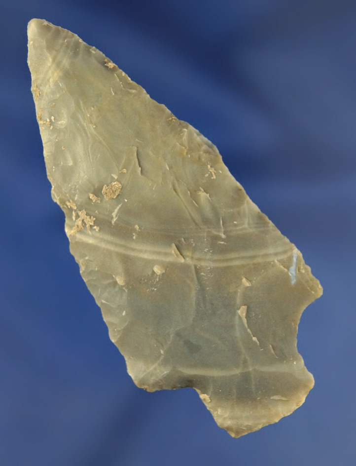 3 1/16" Hornstone Knife found at the Capps site in Todd Co.,  Kentucky. Nice cave deposits.