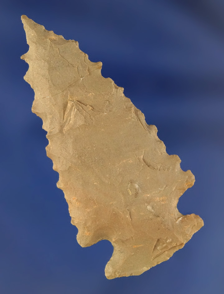 Heavily serrated 2 1/8" Dart Point found in Kentucky.