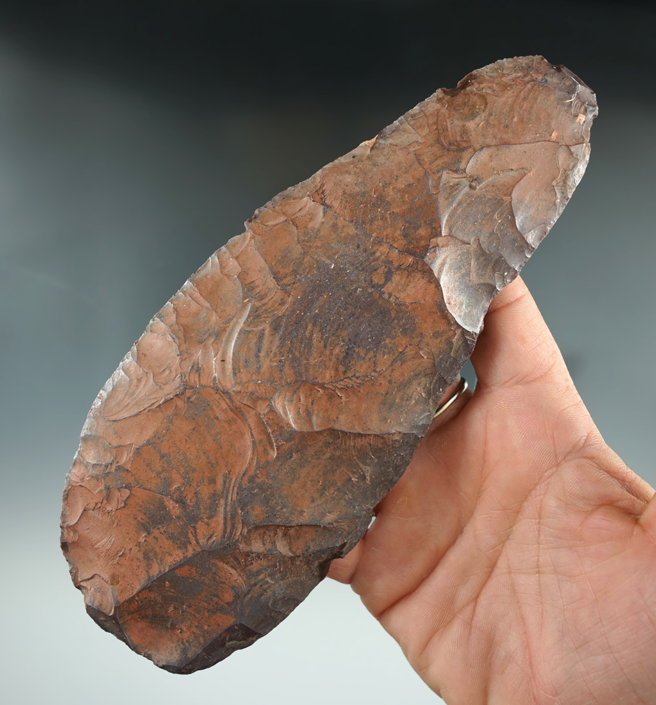 Large and nice! 7" Paleo Blade made from attractive purple Flint. Arizona/New Mexico area.