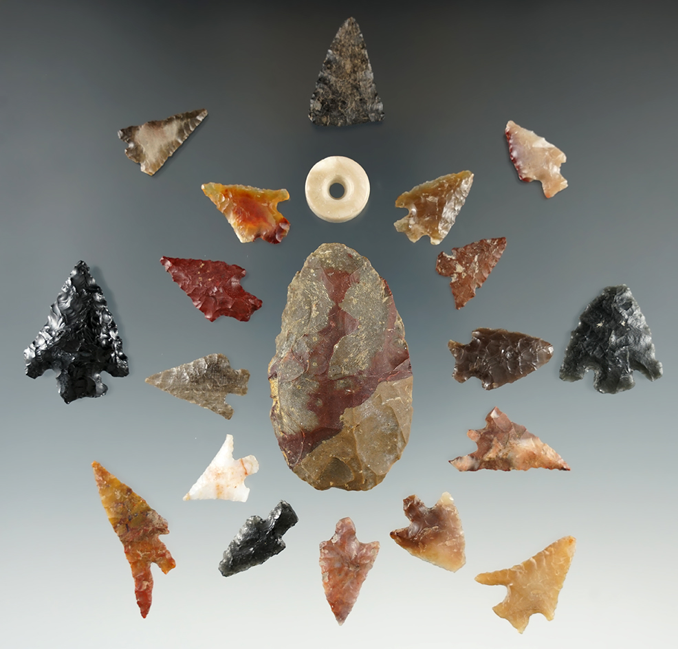 Group of 21 Assorted Artifacts, largest is 2 1/8". Found in Wasco Co., Oregon.