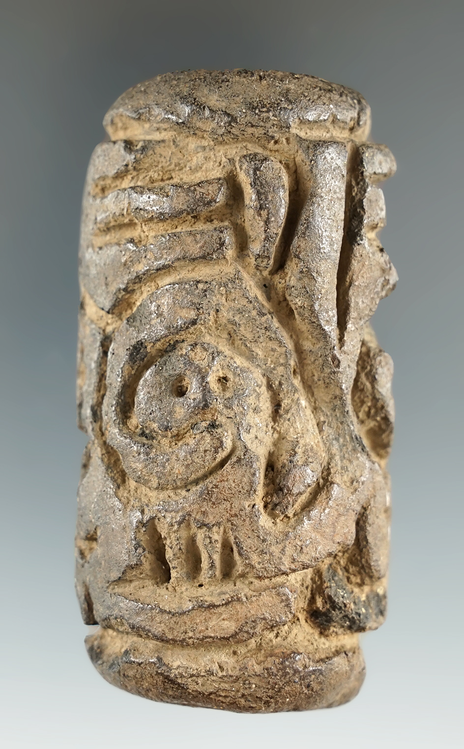 2 3/4" PreColumbian Pottery Stamp from Mexico.
