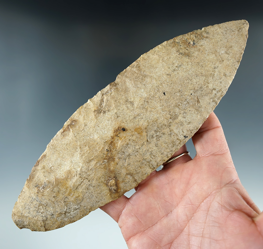 7 1/2" Nicely flaked and heavily patinated Woodland Blade. Allegheny Co., New York.