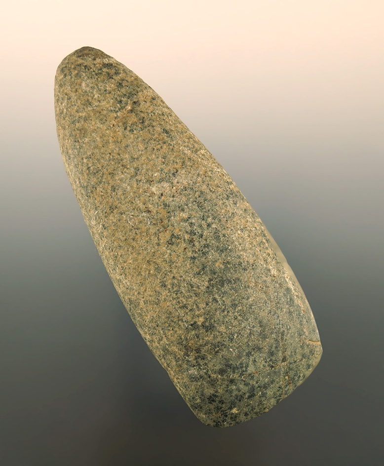 4 1/8" Tapered Poll Celt with a nice bit found in Michigan. Ex. Phil Wagle collection.