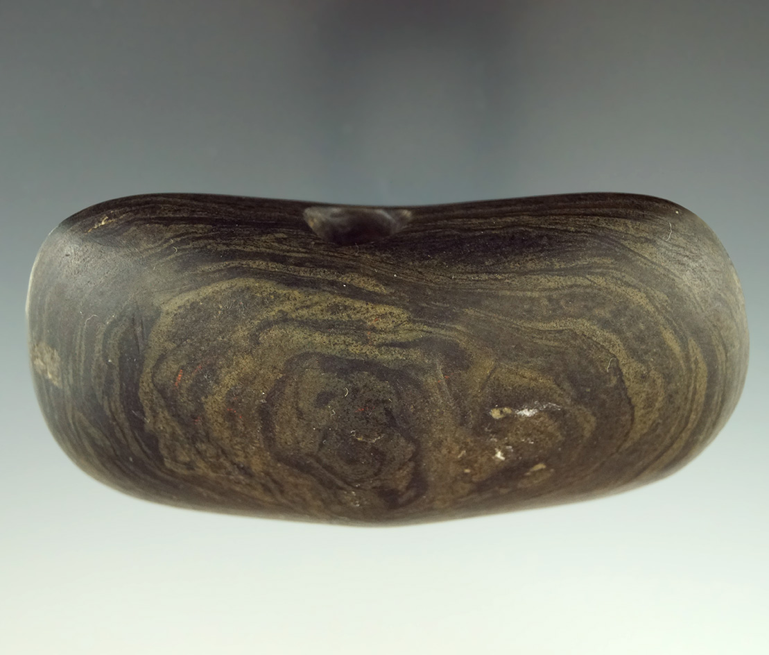 3 3/4" banded slate Winged Bannerstone found in Morrow County Ohio. Bennett COA.