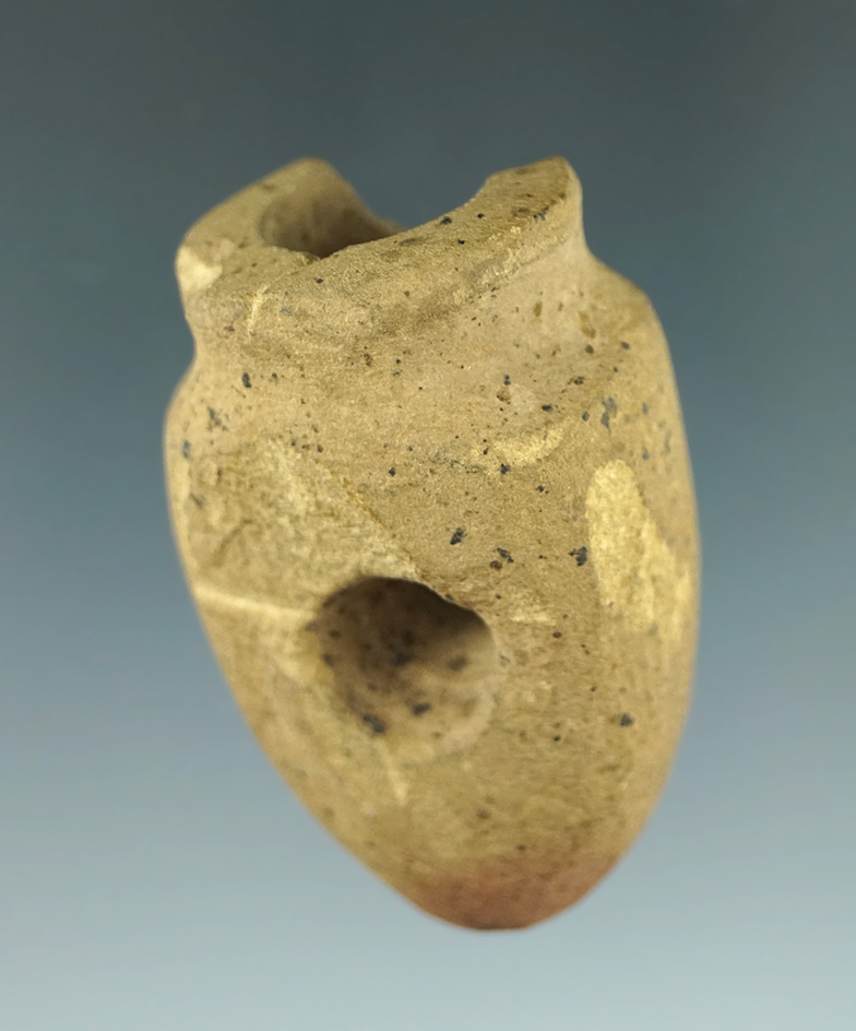 1  3/4" Fort Ancient Pipe made from sandstone found in Clark Co.,  Kentucky. Ex. Tom Davis.