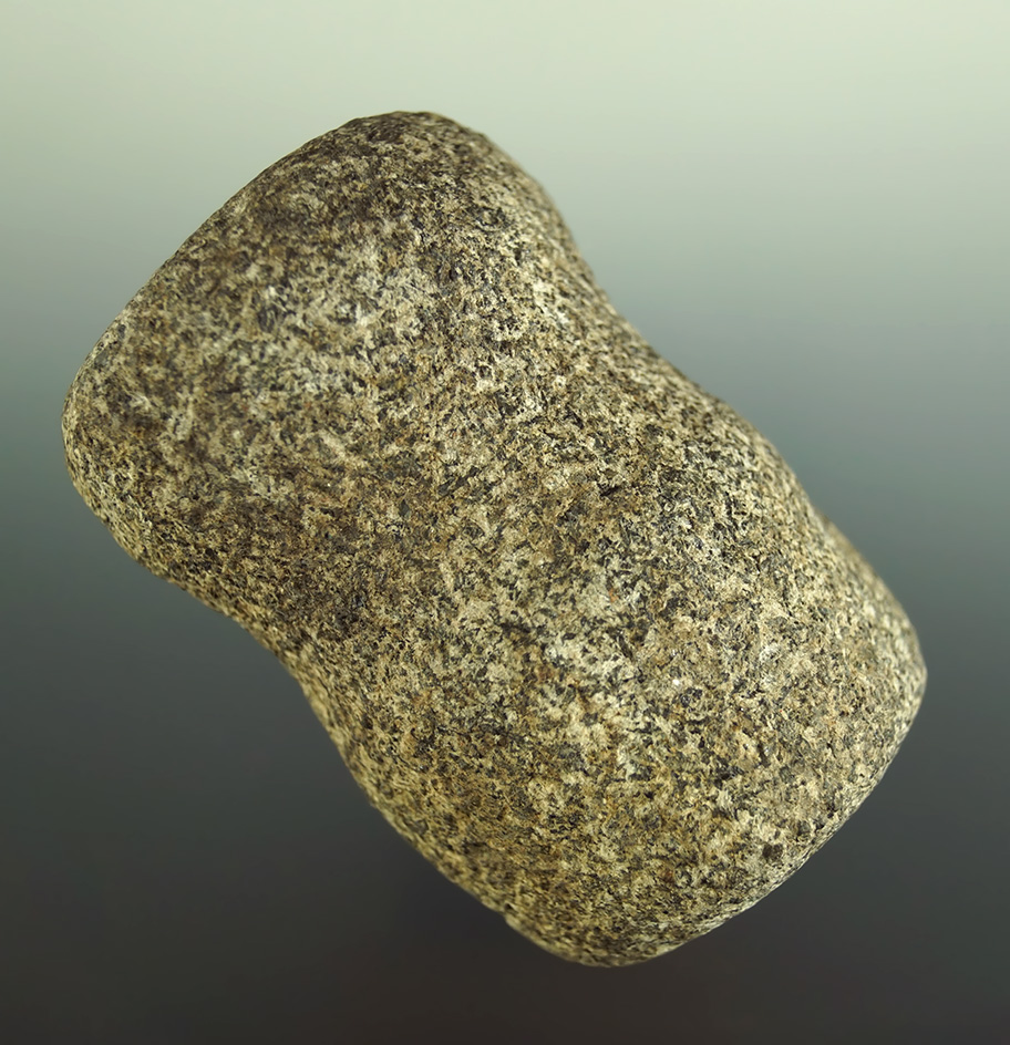 3 1/16" long 3/4 grooved nicely styled Hardstone Hammerstone found in Ashland Co.,  Ohio