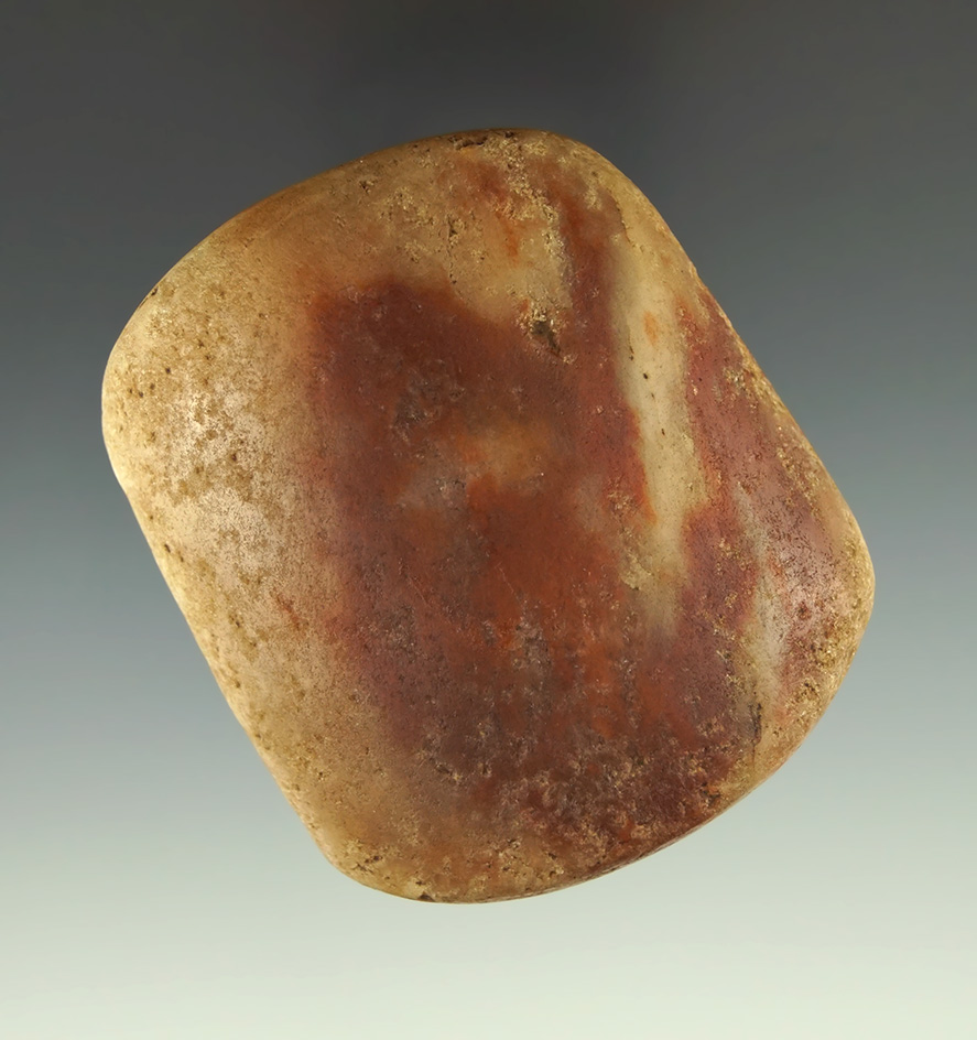 2 5/8" rose quartz Bannerstone preform with drilling just started. Ex. Vietzen, Holman, Sauers.