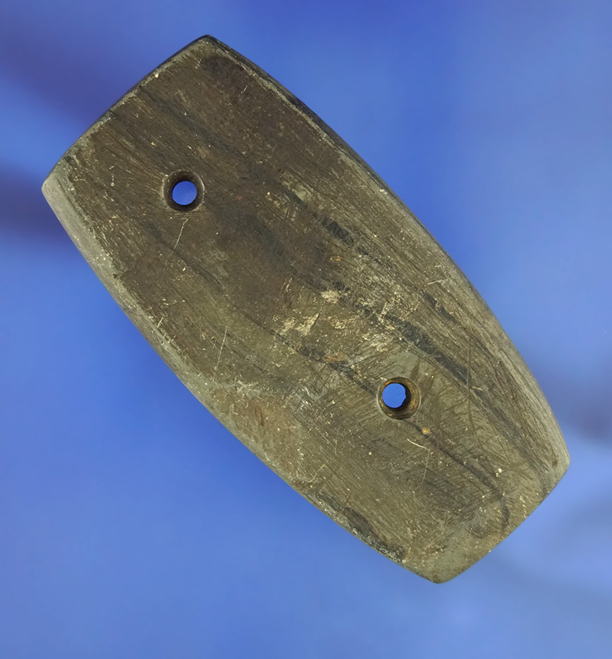 3 1/8" green banded slate Gorget found in Montgomery Co.,  Ohio.