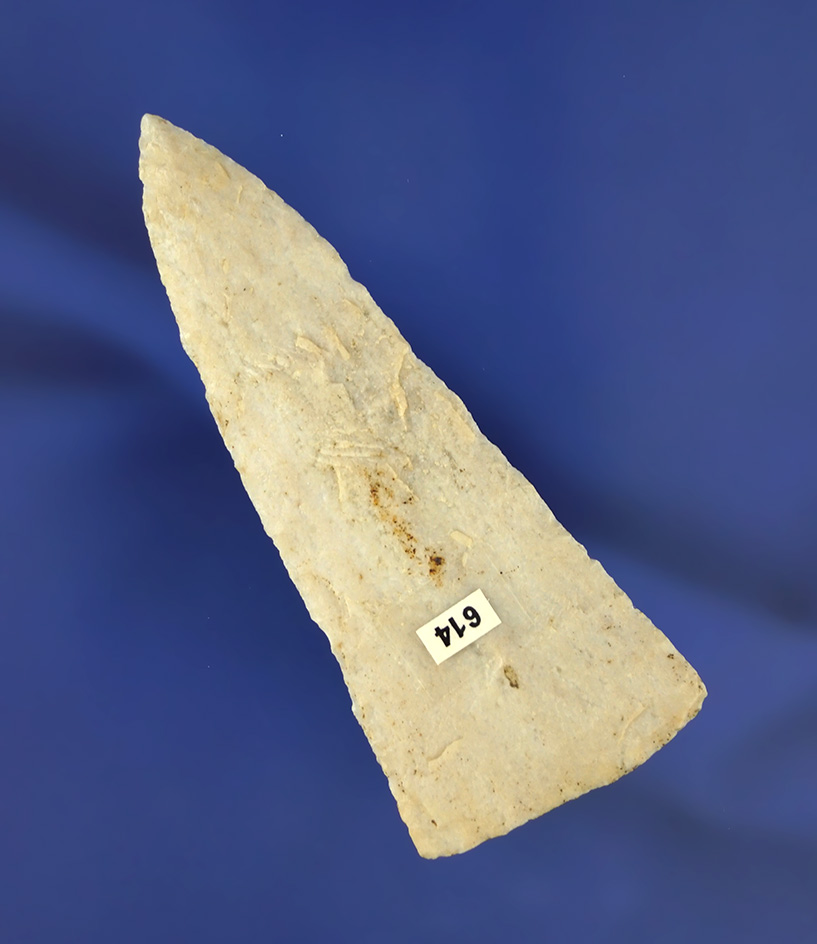 Thin and nicely flaked 3" Fort Ancient Triangular Knife found in Bartholomew Co.,  Indiana.
