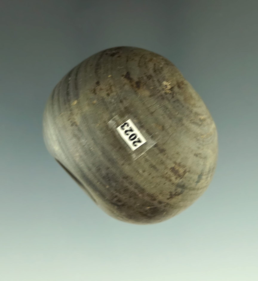 1 9/16" wide fluted Ball Bannerstone found in Adams County Ohio does very nicely patinated.