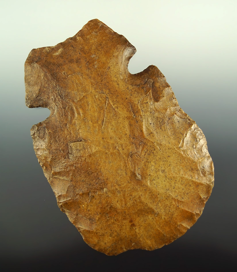 Nicely styled and heavily patinated 6" long notched Hoe - Butler Co.,  Missouri.