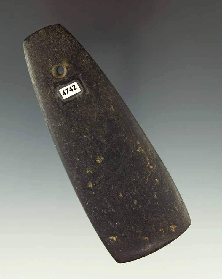 Rare material! 3 15/16" Hardstone Trapezoidal Pendant in perfect condition found in Ohio.