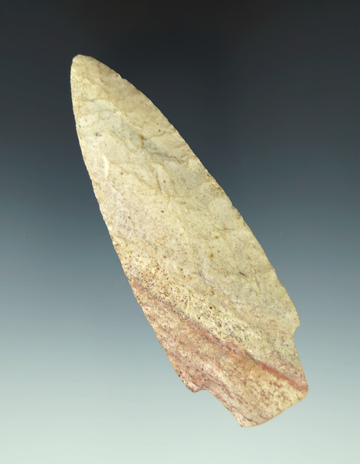 3 11/16" Adena made from Burlington chert found by Frank Bateson in Indiana. Stermer COA.